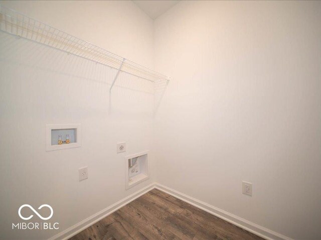 6322 Granby Dr, Whitestown, IN 46075 - laundry area featuring hookup for a washing machine, dark wood-type flooring, and hookup for an electric dryer