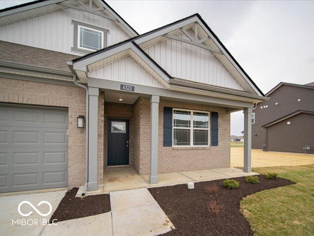 6322 Granby Dr, Whitestown, IN 46075 - view of front of house with brick siding, board and batten siding, roof with shingles, and covered porch