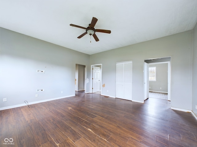 31 S Superior St, Orestes, IN 46063 - unfurnished bedroom featuring dark wood-style flooring and a ceiling fan