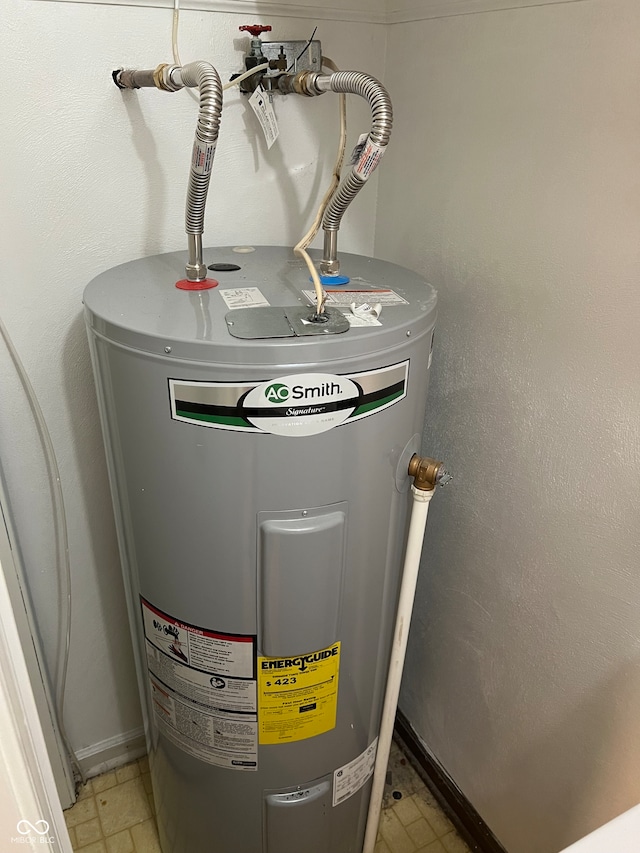 utility room with water heater