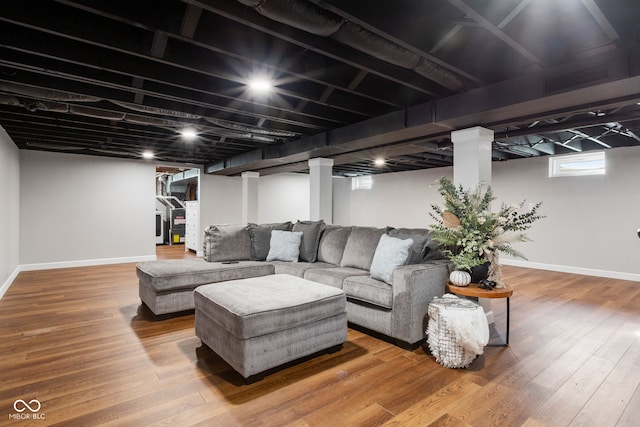 living room with wood-type flooring