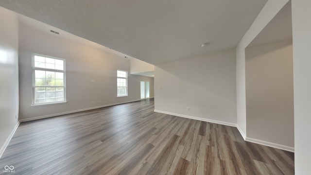 spare room featuring wood-type flooring and a wealth of natural light