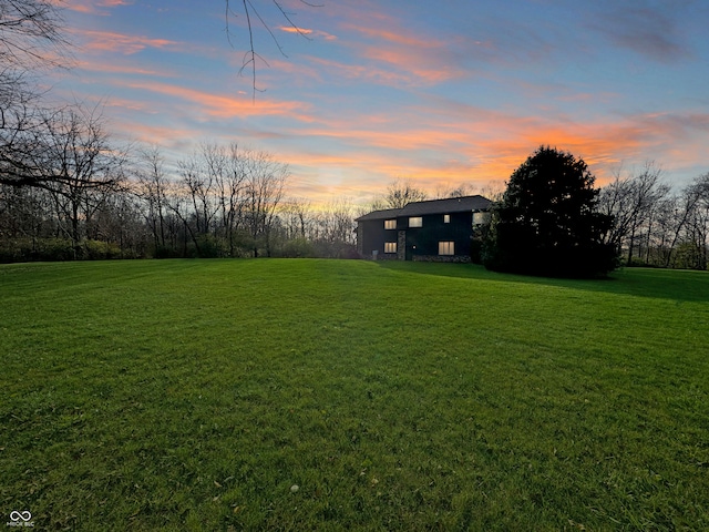 view of yard at dusk