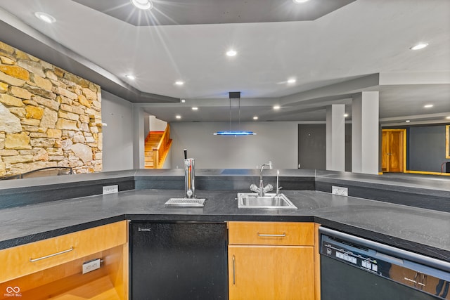 kitchen with sink and black appliances