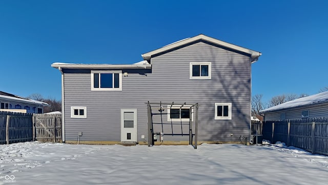 view of snow covered property