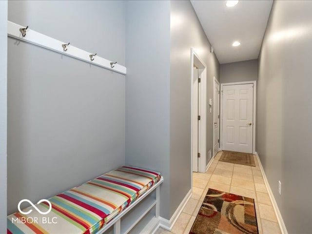 mudroom featuring light tile patterned floors