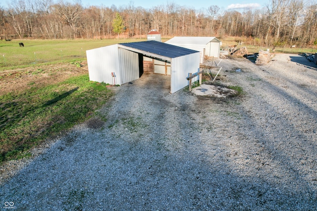 exterior space with an outbuilding