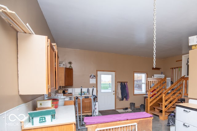 kitchen featuring concrete floors