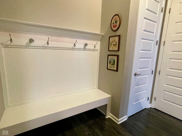 mudroom featuring dark hardwood / wood-style floors