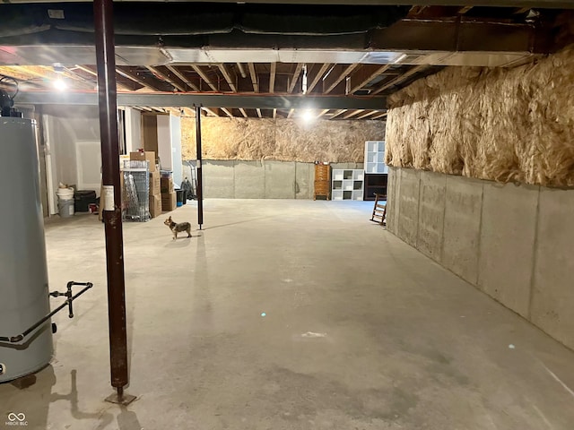 basement with water heater