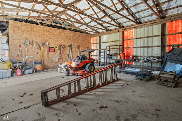 garage featuring metal wall