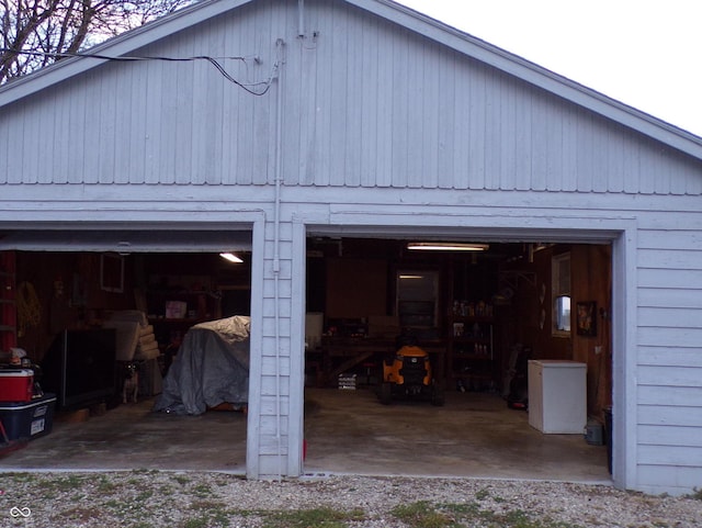 garage with refrigerator