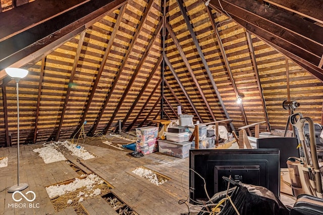 view of unfinished attic