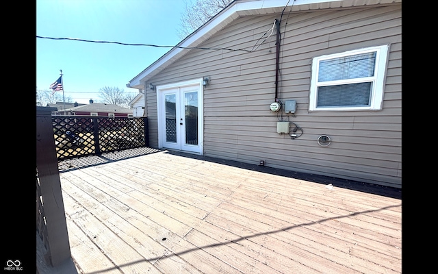 wooden deck with french doors