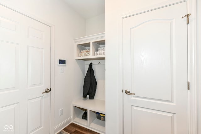 mudroom featuring dark hardwood / wood-style floors