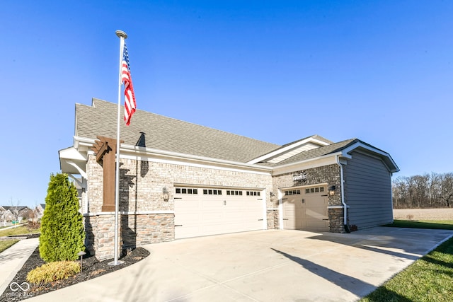 exterior space with a garage