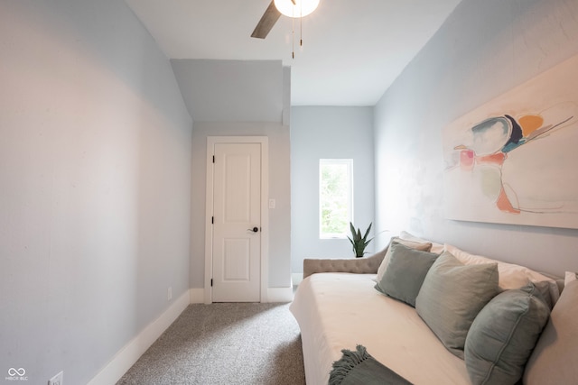 interior space featuring carpet flooring and ceiling fan