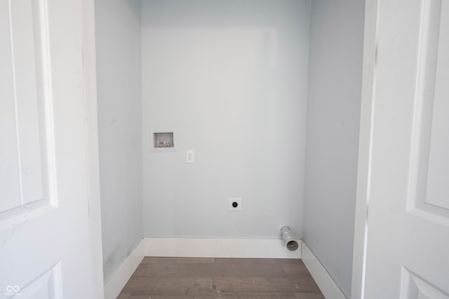 laundry room featuring hookup for an electric dryer, dark wood-type flooring, and hookup for a washing machine