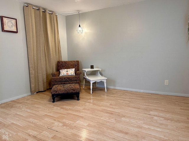 living area with light hardwood / wood-style flooring