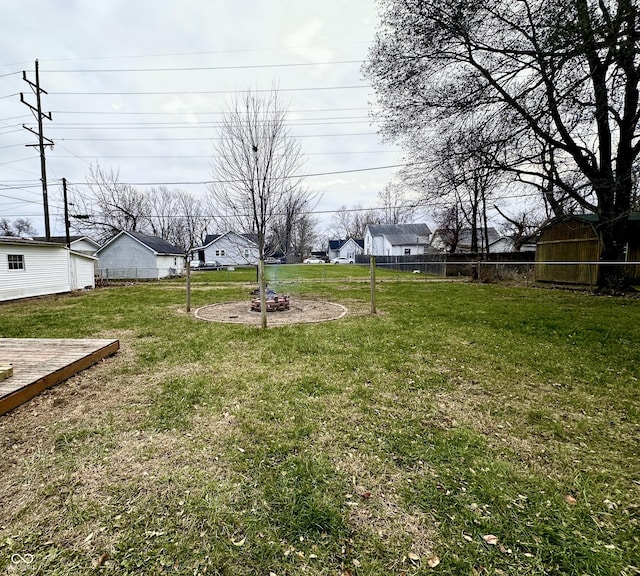 view of yard with a wooden deck