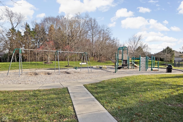 view of play area featuring a yard