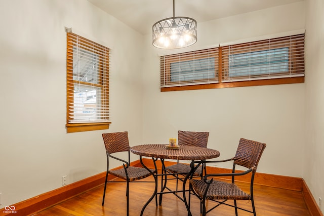 dining room with hardwood / wood-style flooring