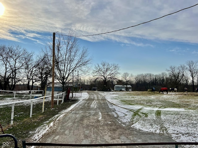 view of street with a rural view