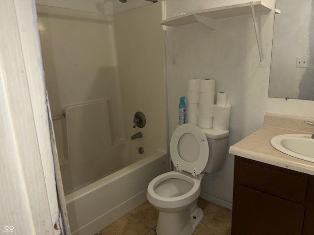 full bathroom with tile patterned floors, vanity, toilet, and bathing tub / shower combination