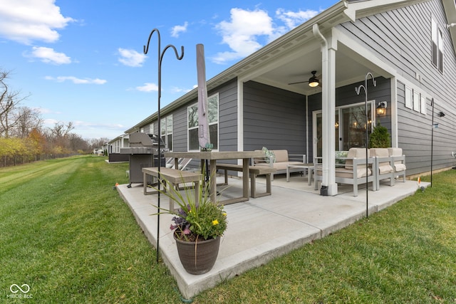 view of patio / terrace featuring outdoor lounge area and ceiling fan