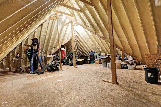 view of unfinished attic