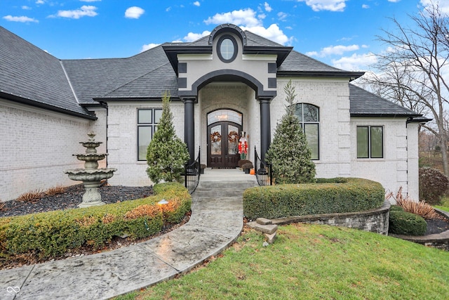 property entrance with french doors