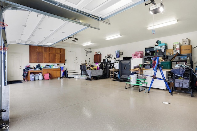 garage with a garage door opener