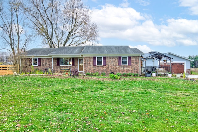 ranch-style house with a front lawn and a garage