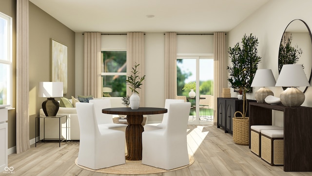 sitting room with light hardwood / wood-style flooring