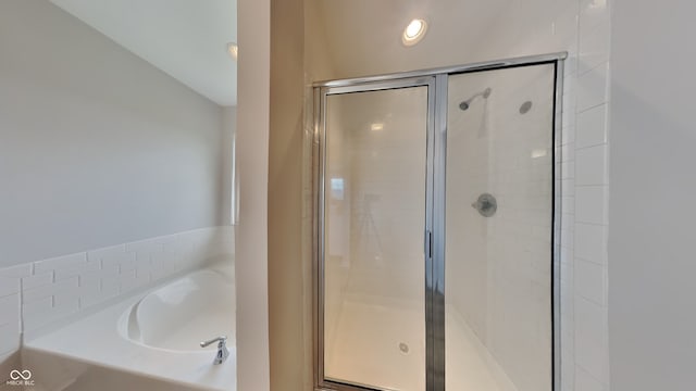 bathroom with independent shower and bath