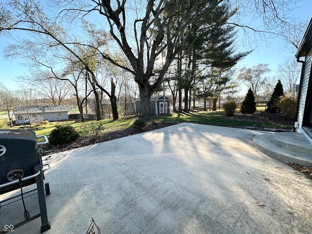 exterior space with a storage unit