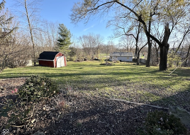 view of yard featuring a shed