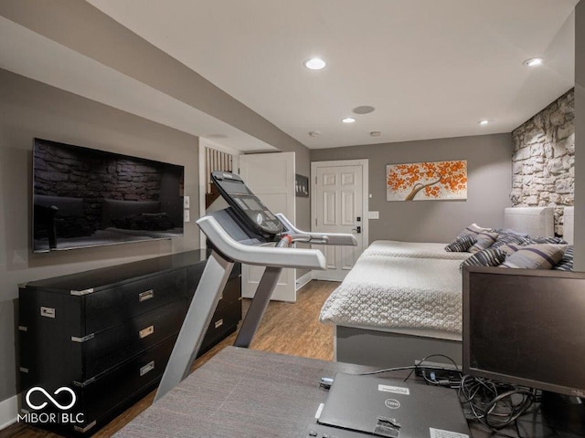 bedroom featuring wood-type flooring