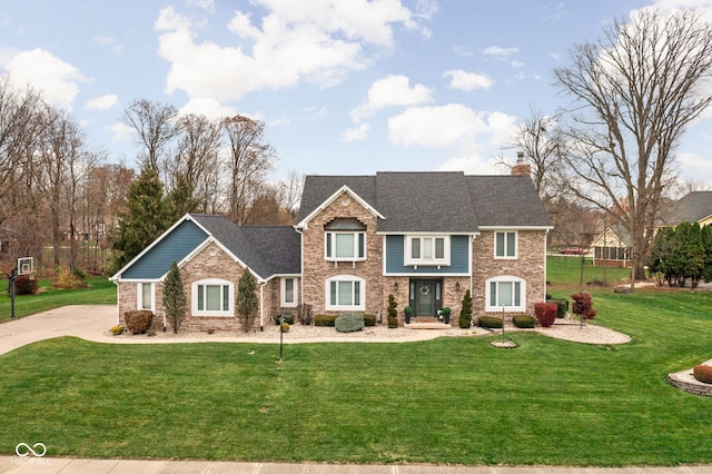 view of front facade featuring a front lawn