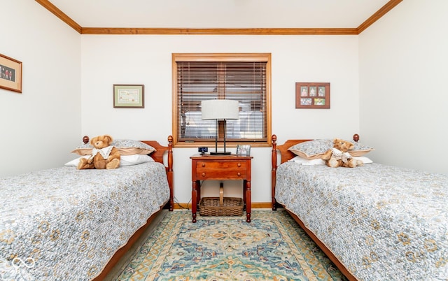 bedroom featuring crown molding