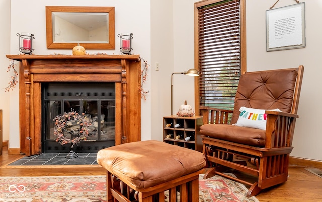 living area featuring hardwood / wood-style flooring