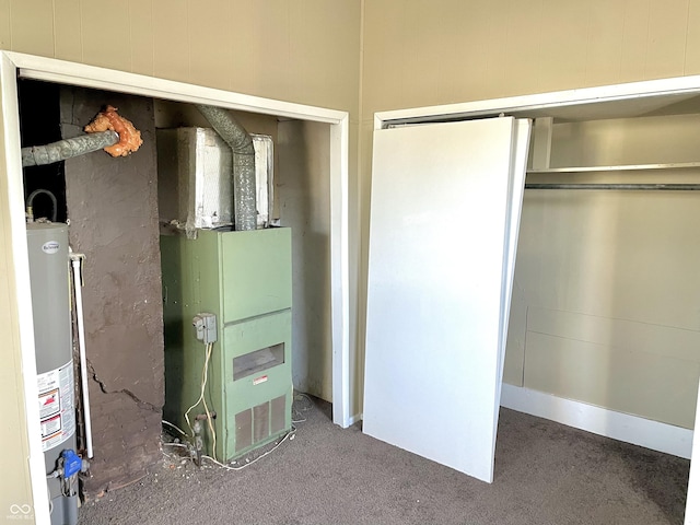 interior space with heating unit and water heater