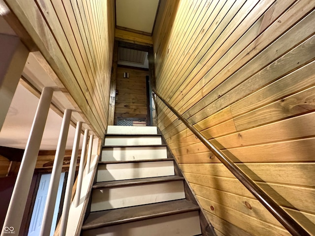 stairs with wooden walls