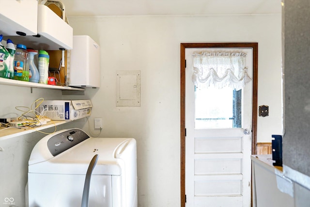 laundry area with washer / clothes dryer and electric panel