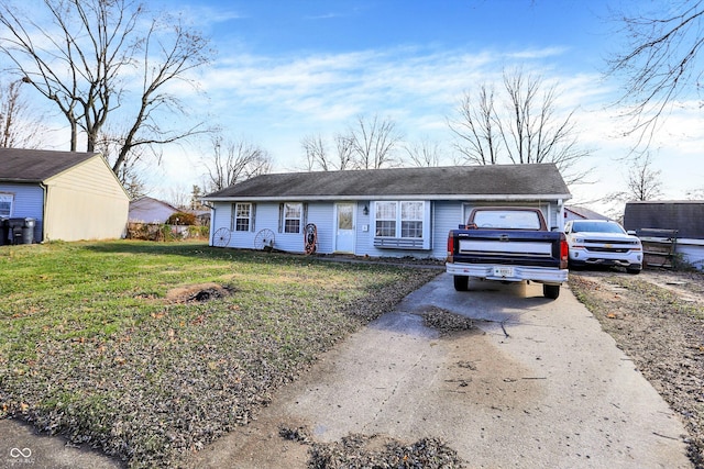 ranch-style house with a front lawn