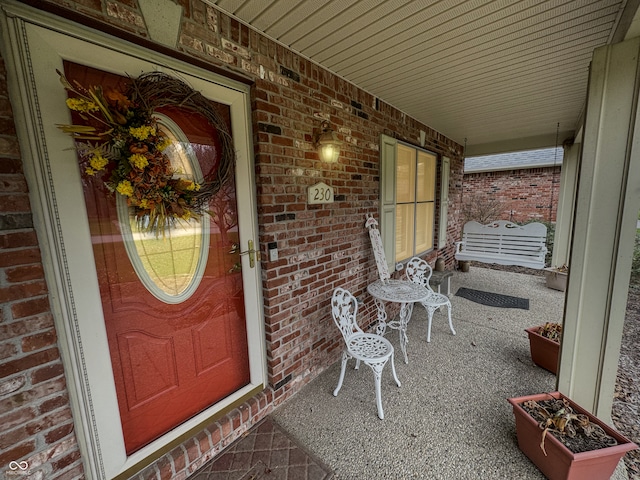 property entrance with a porch