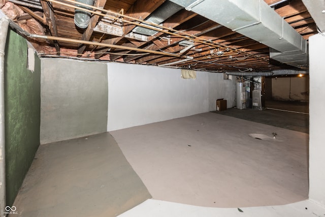 basement with water heater