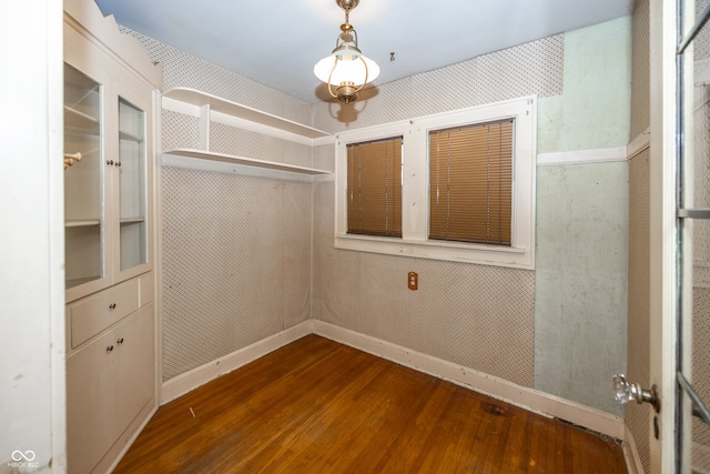 walk in closet featuring dark wood-type flooring