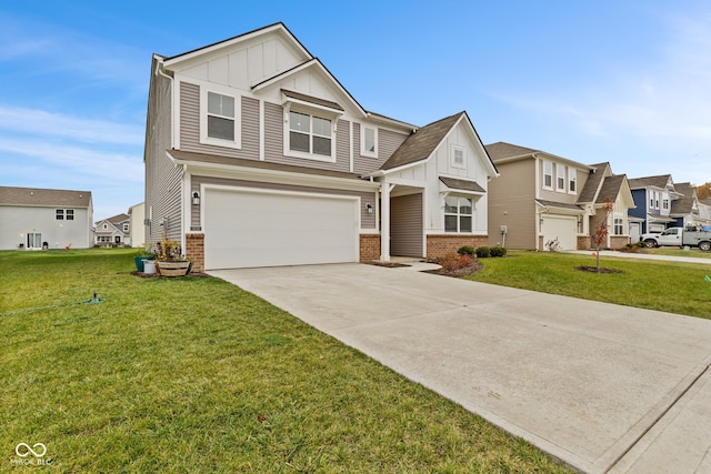 view of front of property with a garage and a front yard