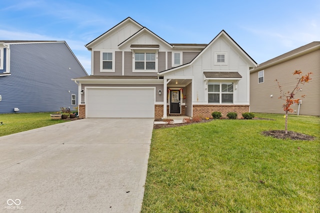 view of front facade featuring a front yard and a garage